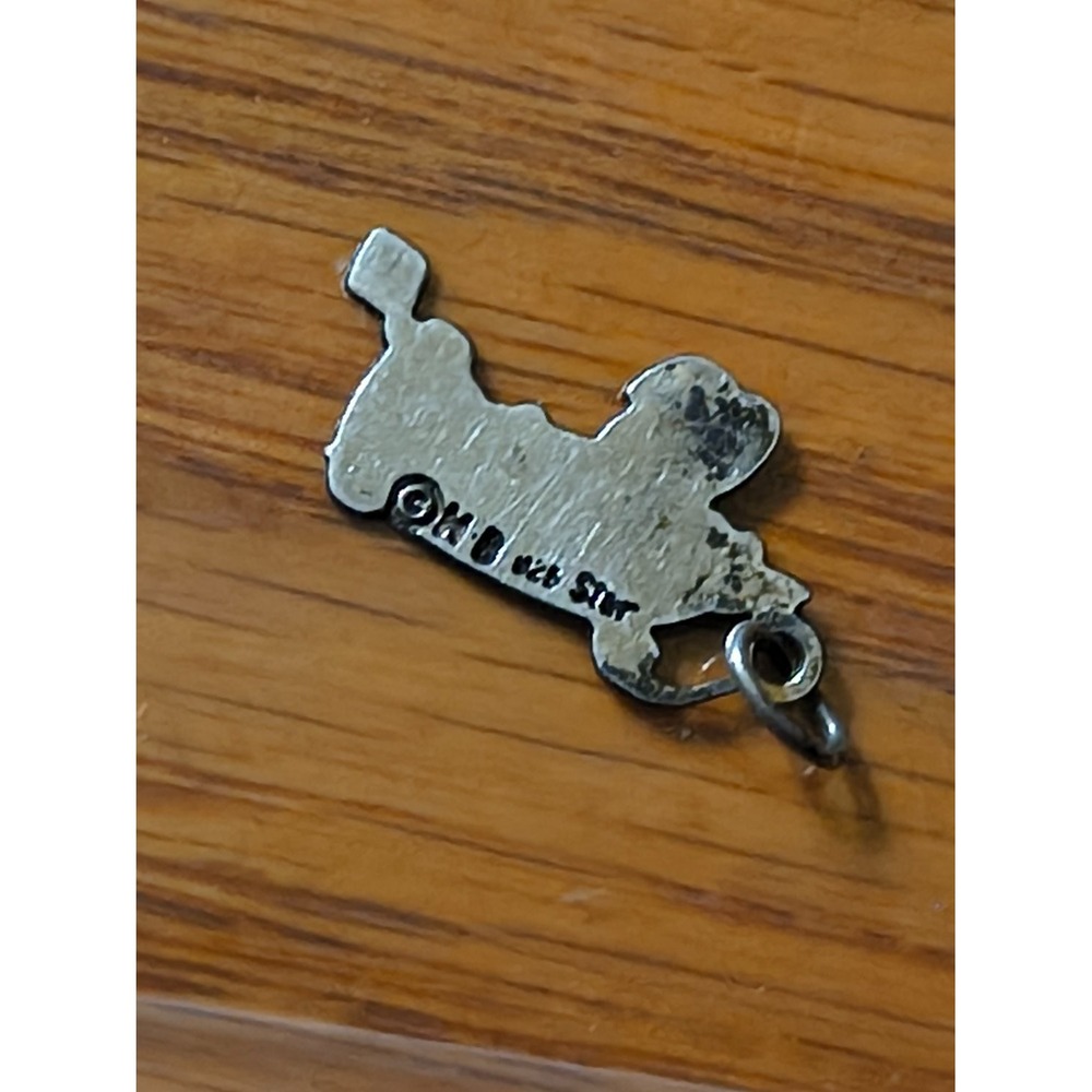 HB Sterling Silver Dog Charm Pendant Vintage 925 Animal Jewelry Attached Ring